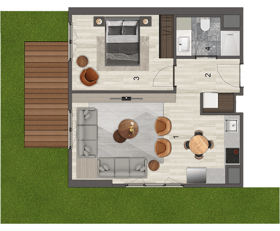 1+1 Tip P Bahçe Teras kat planı